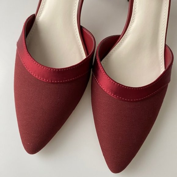 Women's High Heels Closed Toe Kitten Heel - Wine Size 9 - Picture 5 of 8